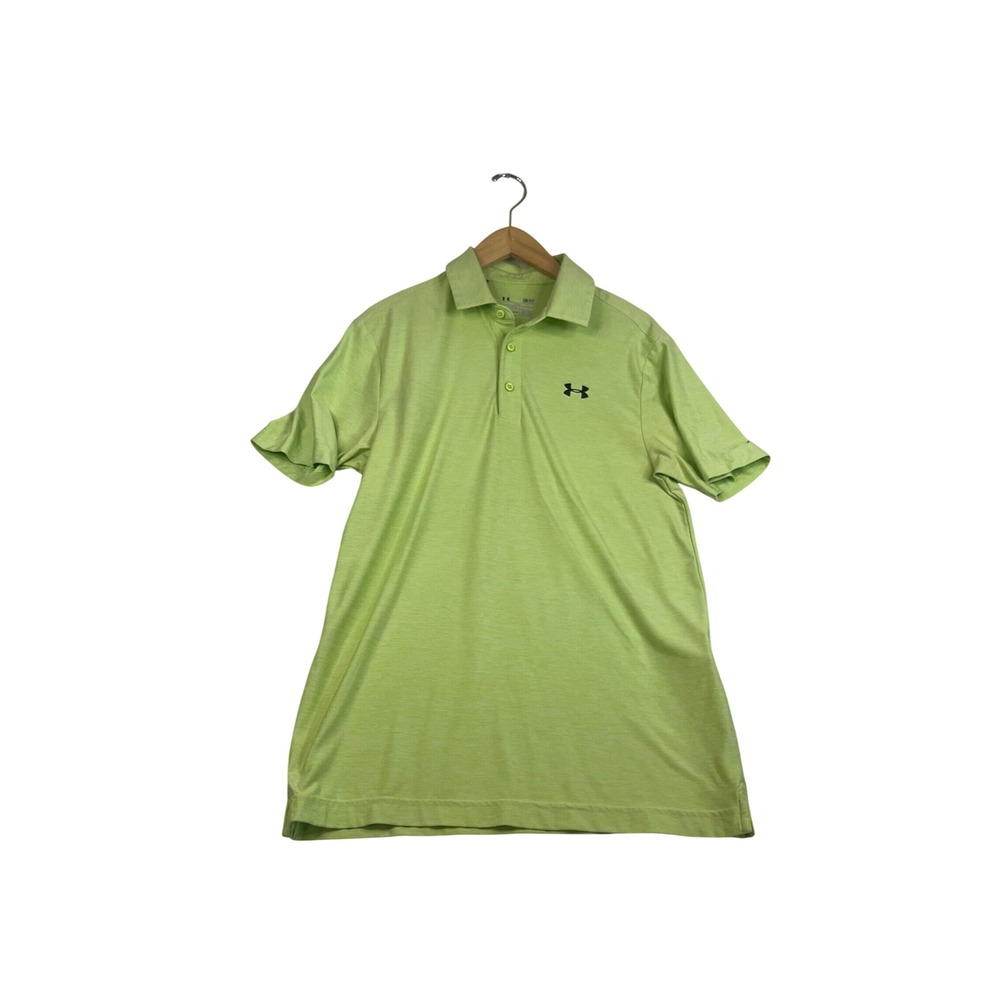 Under Armour Mens HeatGear Loose Fit Polo Shirt Lime Green Heather Small 4450